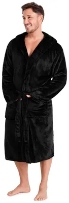 Produktbild von Sehr weicher Fleece-Bademantel für Herren mit Kapuze