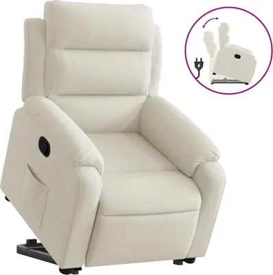 Image de vidaXL Fauteuil relax avec releveur Crème Velours