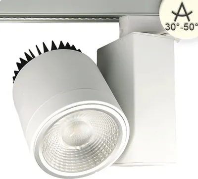 Produktbild von ISOLED 3-PH Schienen-Strahler fokussierbar, 36W, 30°-50°, weiß matt, 4000K, CRI92, DALI dimmbar