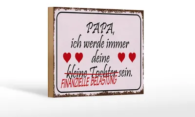 Produktbild von Holzschild Spruch 18x12cm Papa deine Tochter Herzen