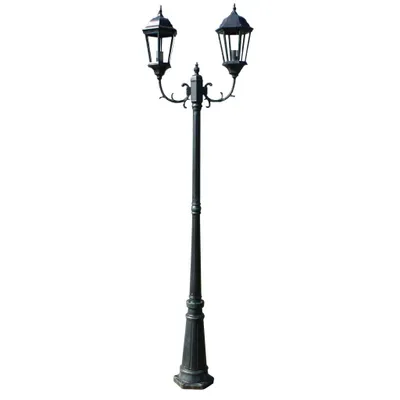 Immagine prodotto di vidaXL Lanterna da giardino a 2 fuochi 230 cm verde scuro/nero alluminio
