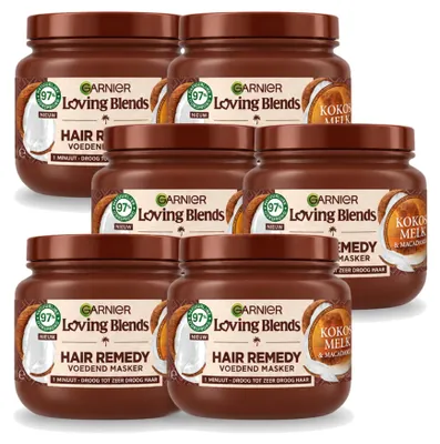Produktbild von 6 x Garnier Loving Blends Haarmasker Kokosmilch & Macadamia 340 ml - Vorteilspackung - 6 Stücke