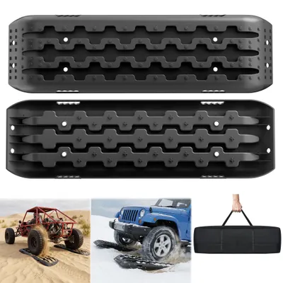 Produktbild von NAIZY Anfahrhilfe 2er-Pack Schwarz, Traktionshilfe bis 10 Tonnen, Notfall Rettungsplatte für Wohnmobil Auto Schlamm Sand Schnee inkl. Tasche