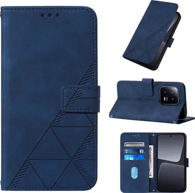 Produktbild von Hülle für Xiaomi 13 Prägung Flip Leder Kartenfächer Schutzhülle mit Ständer Blau