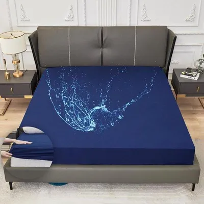 Productafbeelding van Waterdichte en ademende hoeslaken, 180x200 cm - Donkerblauw, met vochtbescherming