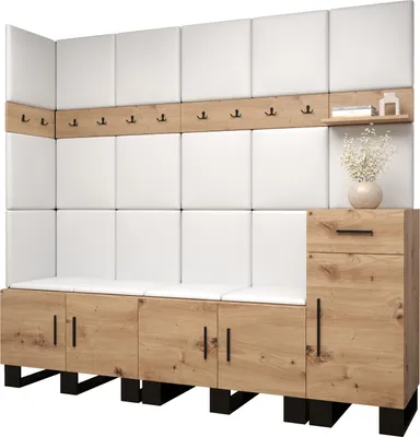 Produktbild von Garderobe ARTIN Set 9 mit gepolsterten Paneelen Industrial Design