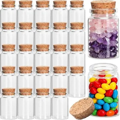 Produktbild von 24 St. Mini Glasflaschen 40ml mit Kork, Leere Trankflaschen für DIY, Miniaturflaschen für kreative Projekte, perfekt für Orgel