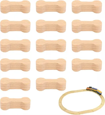 Imagen del producto de Accesorios de madera para vías de tren, juego de 15 piezas, modulares, para la construcción de ferrocarriles