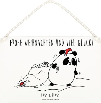 Produktbild von Mr. & Mrs. Panda Deko Schild Panda Weihnachten DIN A3 - Weiß - Geschenk, holzbild, kleine aufmerksamkeit, Türschild, Wandbild Holz, wandtafel