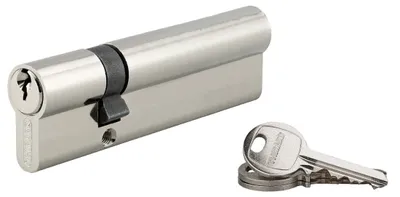 Produktbild von THIRARD – 30 x 80 mm vernickelter Kerbschlüsselzylinder mit 3 Schlüsseln