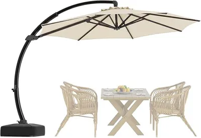 Imagen del producto de Sombrilla de 330 cm, sombrilla colgante con soporte y manivela