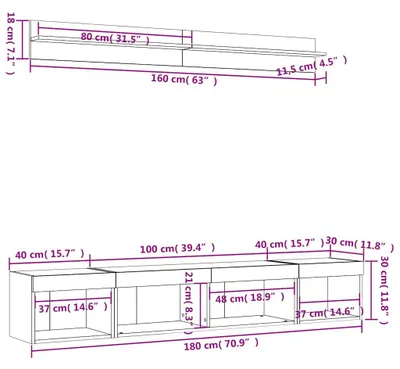 Produktbild von vidaXL 5-tlg. Wohnwand mit LED-Beleuchtung Weiß Holzwerkstoff