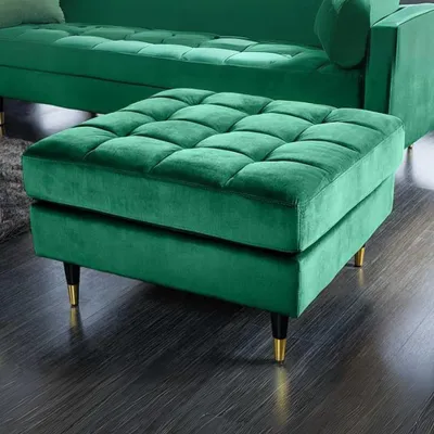 Produktbild von Moderner Hocker COMFORT 80cm grün Samt Taschenfederkern