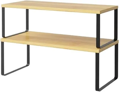 Imagen del producto de Estante para especias, estantería para encimera de cocina, juego de 2 unidades, estante apilable para organizar armarios, extensible ()