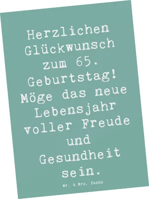 Produktbild von Mr. & Mrs. Panda Postkarte Spruch 65. Geburtstag Glückwünsche - Meeresbrise - Geschenk, bildkarte, Ansichtskarten, Einzigartige Designs, Grußkarte, wertvoll, einzelkarte