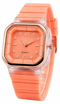 Obrázek produktu pro Dámské quartz hodinky s hranatým ciferníkem a silikonovým řemínkem-Oranžová, Obrázek vytvořený pomocí AI