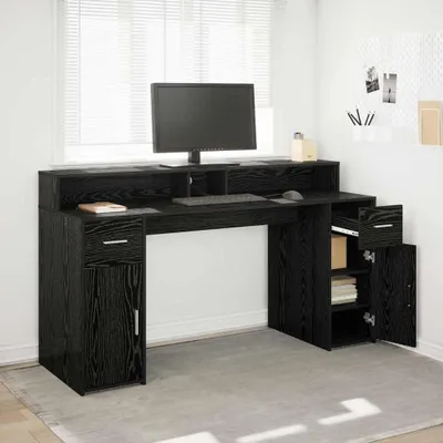 Immagine prodotto di Maison Exclusive - Scrivania con spazio contenitore, finitura effetto legno rovere nero, dimensioni 160 x 55 x 91 cm
