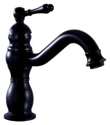 Produktbild von Wasserhahn Bad Matte Schwarz Retro Einhebelmischer aus Messing für das Badezimmer, Höhe 21,5 cm
