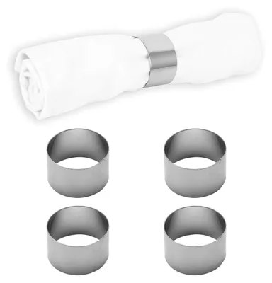 Serviettenring Set 4er Edelstahl Silber rund 4 cm