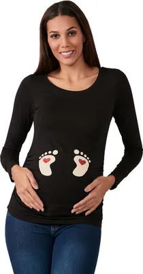 Produktbild von M.M.C. Umstandslangarmshirt Baby Füße mit Motiv, XL, Schwarz