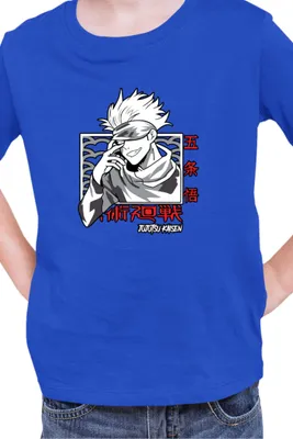 Zdjęcie produktu dla Koszulka Dziecięca Japan Manga Anime Comics Animation Jujutsu Anime Manga Kaisen Satoru Gojo 05, 5-6 Jahr - 116 / Niebieski