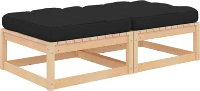 Produktbild von Gartenhocker mit Kissen 2 Stk. Massivholz Kiefer