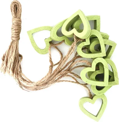 Produktbild von 12 Holz-Deko Schmetterling Herz Blume Blüte 25-35mm Hänger Hängedekoration Frühling, Größe:Herz 35x32 mm, Farbe:hellgrün