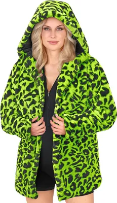 Produktbild von Kapuzenjacke mit Leopardenmuster in Grün für Erwachsene - S / M