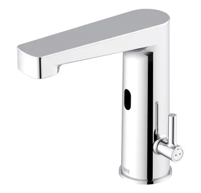 Produktbild von Lenz MOLA Sensor-Waschtischarmatur Chrom – berührungslos, batteriebetrieben, Wassersparfunktion, Easy-Clean Pop-Up, 46020502
