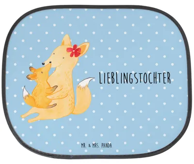 Produktbild von Mr. & Mrs. Panda Sonnenschutz Autoscheibe Fuchs Mama - Blau Pastell - Geschenk, Auto, Mutter, für, Autosonnenschutz, Sonnenblende, Tochter, Schoß, Muttertag