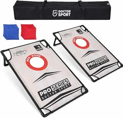 Imagen del producto de Juego de lanzamiento de aros (cornhole) de PVC, compacto, con 2 tableros de 90x60 cm y 8 sacos para lanzar