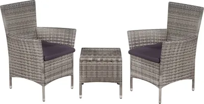 Produktbild von The Living Store 3-tlg. Bistro-Set Poly Rattan Grau