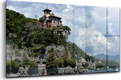 Produktbild von 120x60 - Glasbilder - Bilder auf Wandbild - Foto auf Glas - Felsiger Berg in Portofino