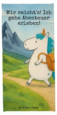 Produktbild von Mr. & Mrs. Panda Strandtuch Einhorn Bergsteiger Design - Weiß - Geschenk, Einhörner, Baumwollhandtuch, Berge, Unicorn, Urlaub, Duschhandtuch, sporthandtuch, Reisen