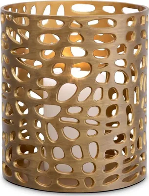 Produktbild von Casa Padrino Designer Windlicht / Kerzenleuchter Messing Finish ø 24,5 x H.27 cm - Luxus Windlicht