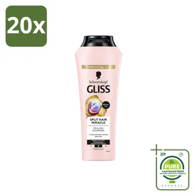 Productafbeelding van 20 x Gliss Kur Miracle Shampoo voor beschadigd haar - 400 ml - Grote verpakking - 20 stuks