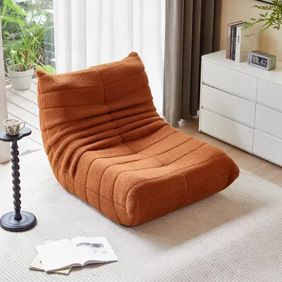 Produktbild von okwish Schlafsofas Relaxsessel mit Rückenlehne, Lazy Sofa, Indoor-Sitzkissen, faltbarer Meditationsstuhl, geeignet für Schlafzimmer, Wohnzimmer, Orange