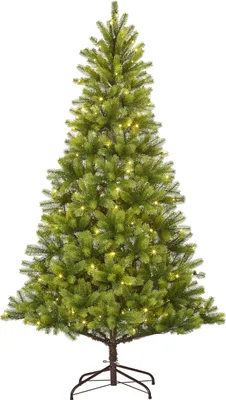 Produktbild von Black Box Trees Nagoya Weihnachtsbaum mit LED-Beleuchtung - Weihnachten Weihnachtsdeko mit 200 LED-Lichtern - Künstlicher Baum mit Scharnierkonstruktion - H210 x Ø115 cm - Grün