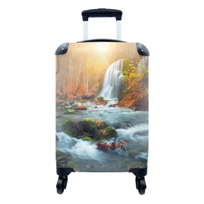 Produktbild von MuchoWow® Koffer Handgepäck Trolley Rollkoffer Kleine Reisekoffer mit 4 Rollen - Wasserfall - Sonne - Herbst - Cabin Size < 55x40x23 cm & 55x40x20 cm - Fotokoffer - Kabinenkoffer - Boardgepäck - Reise-Box - Reisekoffer - Reisegepäck - Koffer mit Bild - Trolley für Kinder