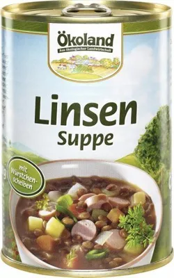 Immagine prodotto di Zuppa di lenticchie con fette di salsiccia, 400g | ÖKOLAND