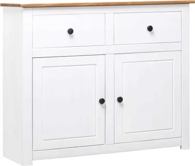 Immagine prodotto di Maison Exclusive - Credenza Bianca 93x40x80 cm in Legno Massello di Pino Panama
