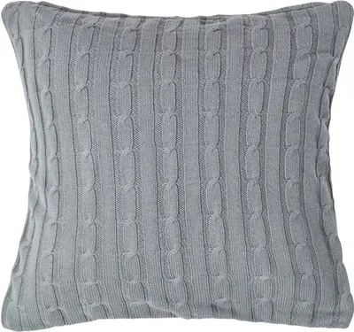 Produktbild von HOMESCAPES Zopfmuster-Kissenbezug in Grau, 100% Baumwolle, 45 x 45 cm