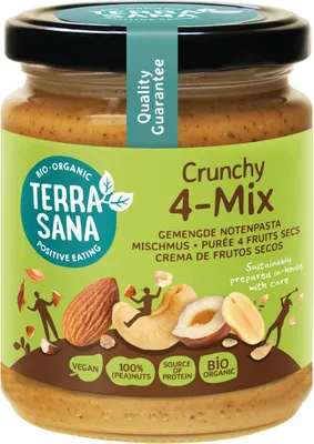 KREM ORZECHOWY CRUNCHY MIX (4 ORZECHY) BIO 250 g - TERRASANA