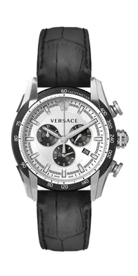 Produktbild von Versace VEDB00519 V-Ray Chronograph silber schwarz Leder Armband Uhr Herren NEU