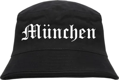 Produktbild von München Fischerhut - Altdeutsch - bedruckt - Bucket Hat Anglerhut Hut S/M Schwarz