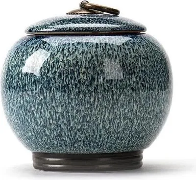 Produktbild von Luxe Mini Urne für Haustiere und Menschen - 720 ml - Keramik Urne in Blau - Gedenkurne für Asse