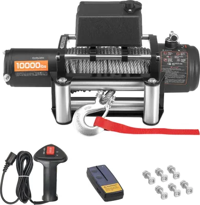 Zdjęcie produktu dla SucceBuy Elektryczna wciągarka linowa, 4500 kg, wciągarka 12 V DC z liną stalową Φ 8,3 mm x 19,8 m, pilot bezprzewodowy i przewodowy, IP55, odpowiednia do SUV-ów, jeepów, przyczep, łodzi i pojazdów terenowych
