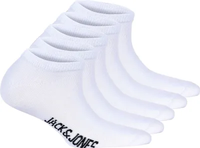 Produktbild von JACK&JONES Kinder Sneakersocken, 5er Pack - JACDONGO SOCKS, Baumwollmischung, einfarbig Weiß 33-37