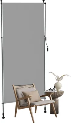 Produktbild von UISEBRT Klemmmarkise 120 × 310 cm Vertikalmarkise Sonnenschutz Balkon Terrasse Sichtschutz Markise ohne Bohren Teleskopmarkise Hellgrau