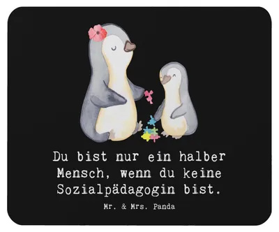 Produktbild von Mr. & Mrs. Panda Mousepad Sozialpädagogin Herz - Schwarz - Geschenk, Mauspad, pc mausunterlage, Mouse Pad, mousematte